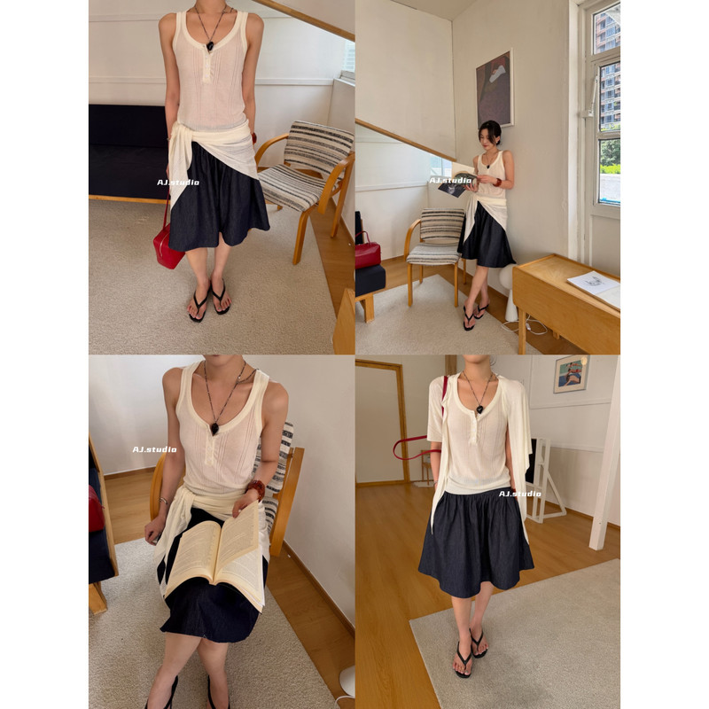 Aj.Studio-Super Stylish~Highly Practical, Simple, Versatile, and Gentle Cape + Vest Set 768