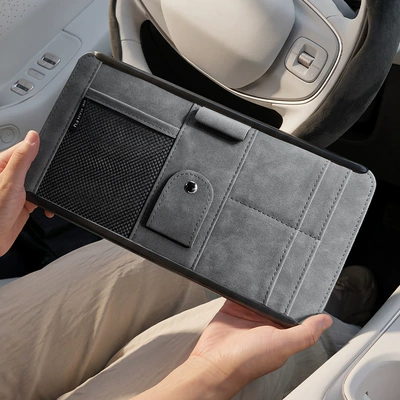 Car Glasses Clip/Bill Clip multifunctional car suede glasses holder - 3213-suede-bill-holder-grey