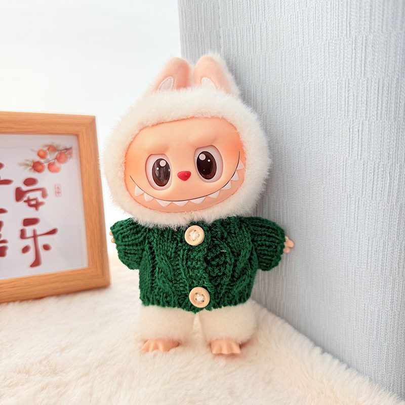 Solo ropa] Llavero de primera y segunda generación Labubu colgante de ropa Rabubu ropa de bebé suéter de punto traje de sombrero