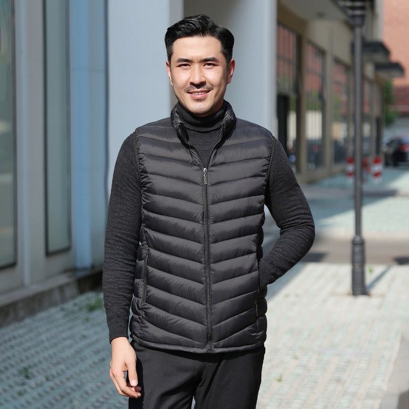 秋冬立领男士棉服外套男马甲保暖中年羽绒棉马夹休闲棉衣背心上衣
