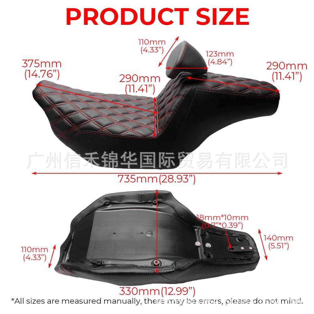 Suitable for Harley Road Glide Road King 24-26 motorcycle step-up seat without gel, with backrest