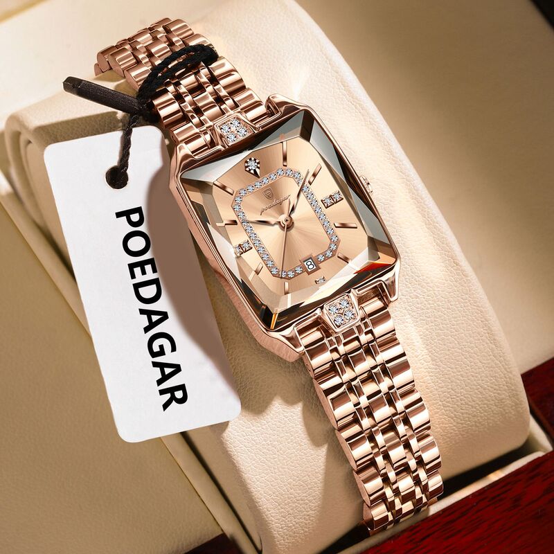 Poedagar Small Square Women's Watch Waterproof Fashion Casual Quartz Watch Live Broadcast Foreign Trade Hot-Selling Wristwatch Poedagar Small Square Women's Watch Waterproof Fashion Casual Quartz Watch Live Broadcast Foreign Trade Hot-Selling Wristwatch