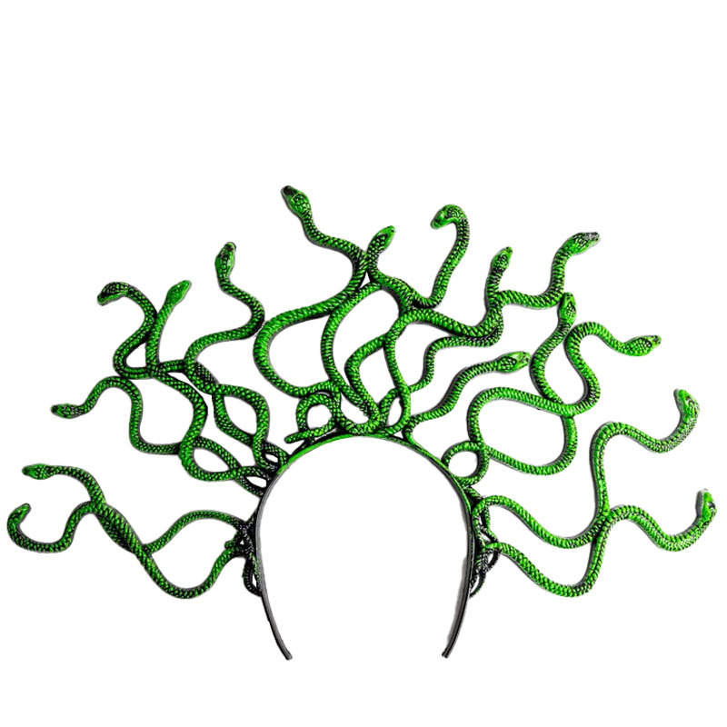 Medusa cabeza de serpiente diadema Halloween cos accesorios para el cabello fiesta de baile maquillaje accesorios de disfraces mitología griega antigua hebilla de cabeza de serpiente