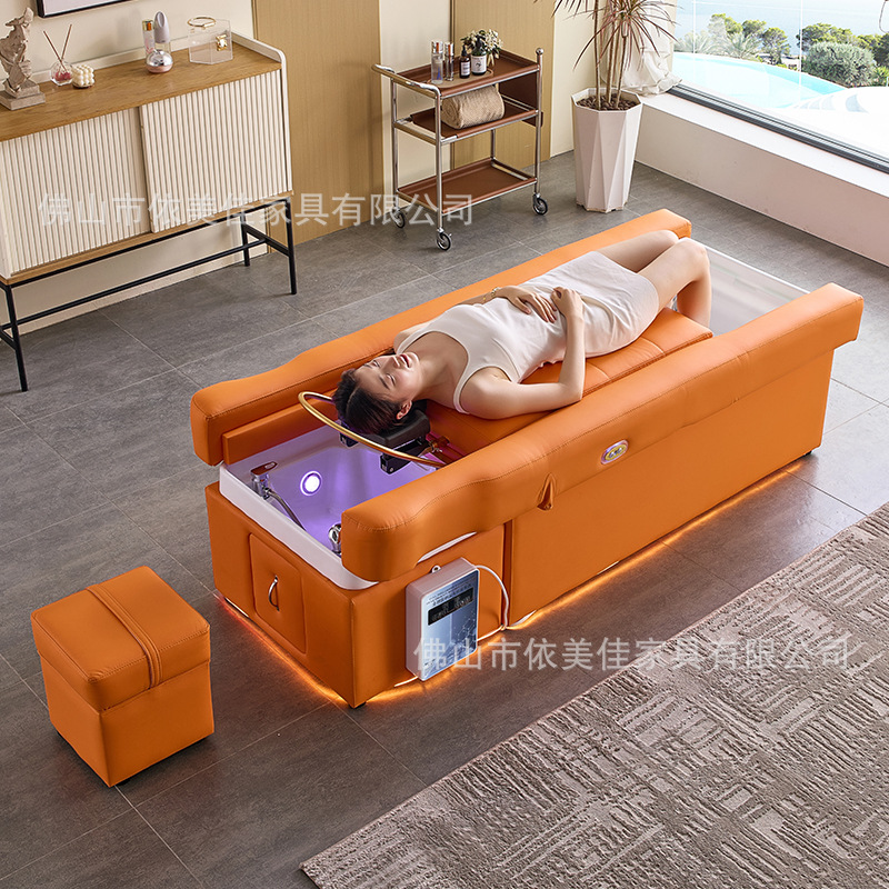 Cama de terapia de cabeza masaje pedoterapia baño de pies cama eléctrica de elevación de espalda belleza fumigante cuidado del cabello tratamiento de cabello cama de lavado de cabeza