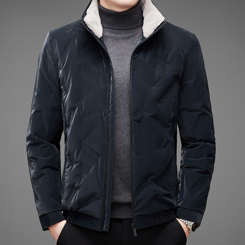 Winter solid color velvet down jacket for leisure with zipper