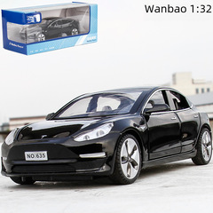 [Boxed] Wanbao 1:32 Wanbao MODEL 3 Real Alloy Six-Door Model Car Sound and Light Rebound Toy 635