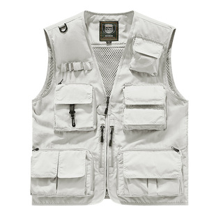 Printable LOGO Group Buying plus size Vest Outdoor Quick-drying Loose Jacket Multi-pocket Fishing Photography Tooling Vest