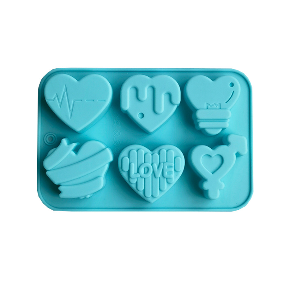 6 amor 186 molde de silicona pastel helado pudín molde de postre jabón utensilios