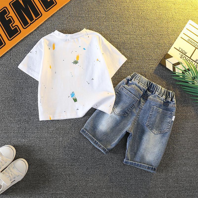 苏黎世家男童夏装痞帅套装小儿童夏季短袖薄款衣服男宝宝潮流洋气