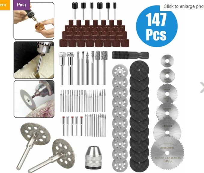 厂家批发 147PC电磨配件套装 铣刀 锯片 磨针切割套装 多款