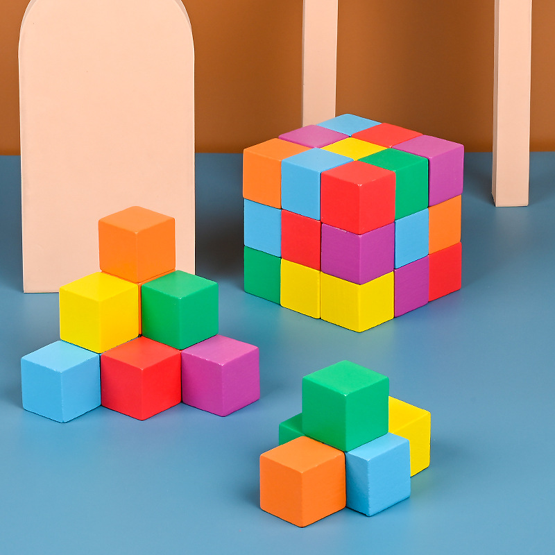 Herramientas de aprendizaje de cubos bloques de construcción de bloques digitales de color Escuela Primaria Matemáticas Material didáctico juguetes modelo de geometría de tres vistas