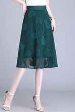 大码松紧中年妈妈半身裙夏季伞裙小个子舞蹈裙中老年显瘦雪纺短裙