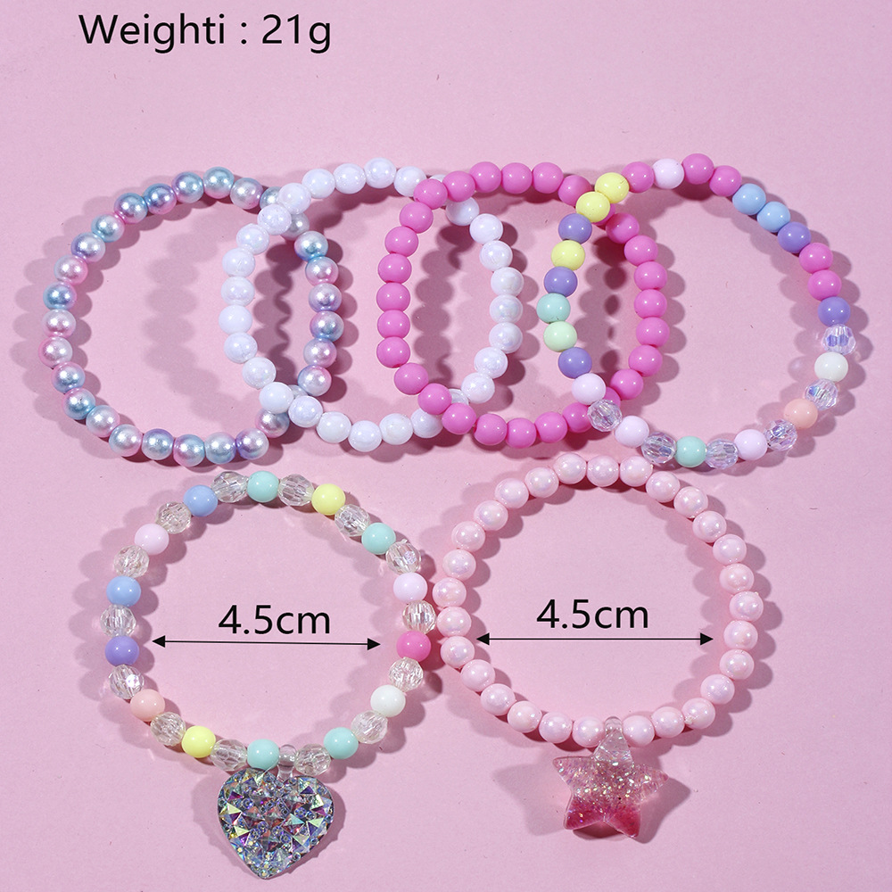 Acrylic Beaded Love Five-Pointed Star Bracelet Set