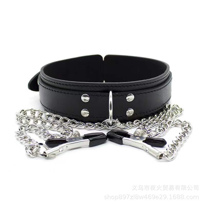 Juguetes sexuales para adultos pareja sexo cuidado de la salud collar de cuero de metal clip de pecho collar juguetes sexuales ventas directas de la fábrica