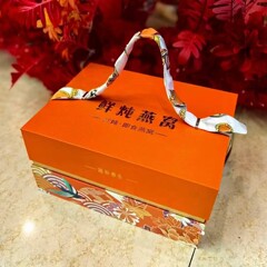 新鮮なシチューのツバメの巣のガラス瓶のオレンジ色のリボンの高級な包装のギフトボックスのセットは新鮮なシチューのツバメの巣の恒温の包装箱を食べます。