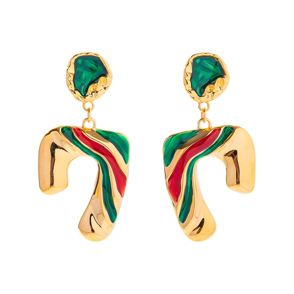 Retro U Shape Copper Plating Drop Earrings 1 Pair