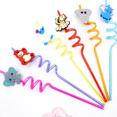 Cross-border PVC bar fiesta paja al por mayor forma creativa paja niños dibujos animados saludable juguete de paja de plástico