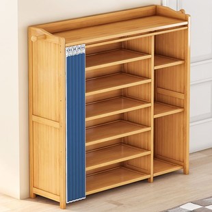 9W bamboo shoe rack simple multi-layer dustproof home doorway dormitory porch large capacity solid wood storage shoes