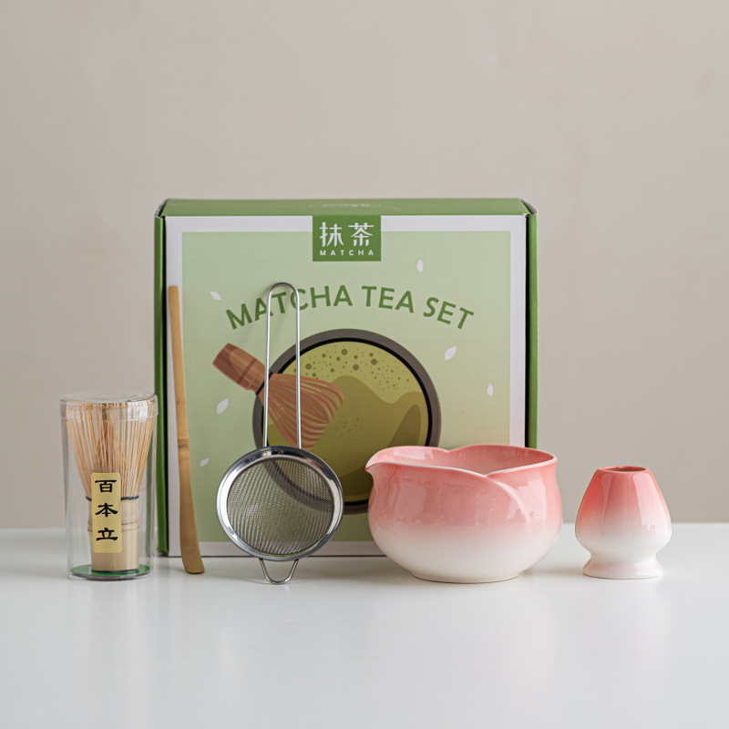 花朵花瓣抹茶碗笠套装五七件套茶筅刷子过滤百本立茶拨点茶工具|undefined