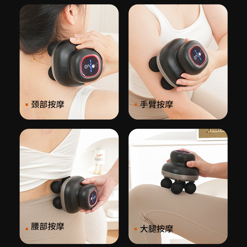 跨境四头筋膜枪按摩器迷你专业强震放松按摩枪液晶显示高频震动枪|undefined