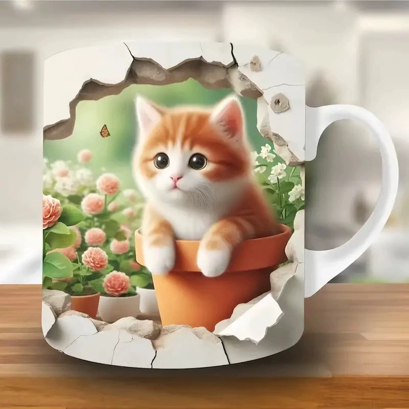 Граница внешняя торговля 3D самолет цветной кот Кат Котенок швейная машинка керамическая кофейная