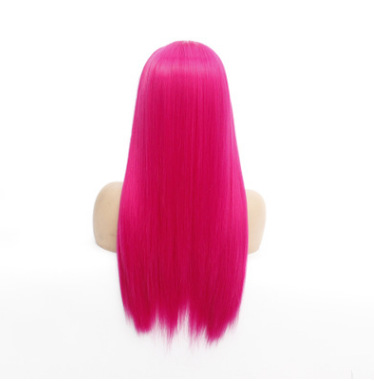 Fábrica al por mayor de moda europea y americana rosa larga pelo recto frente de encaje fibra química mitad gancho pelo LW0046