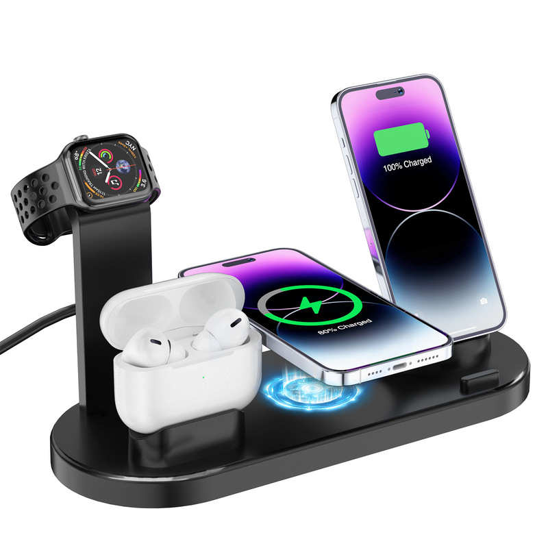 Four-In-One Mobile Phone Wireless Charger 15W Fast Charging Suitable for Mobile Phone Watch Headphone Charging Base Desktop Stand