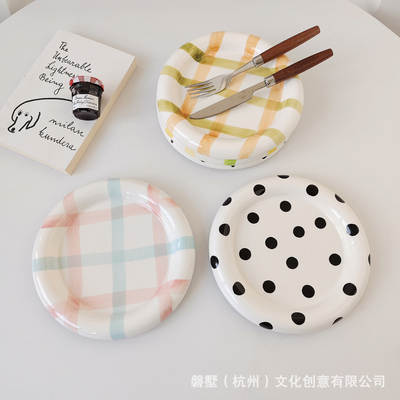 ins style South Korea breakfast plate cute fat toot ceramic dessert plate cake plate storage plate fruit plate salad plate