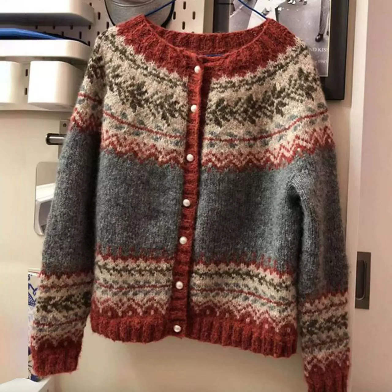 Этно- knitted sweater, cardigan, jacket, city style, European style, ethnic style, wish