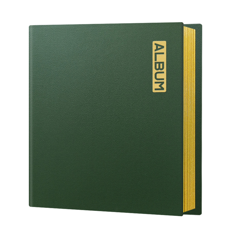 A4 카키 가죽/20 페이지 화이트 카드