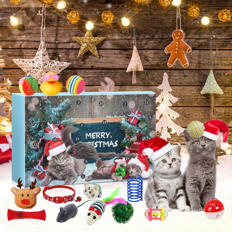 クロスボーダー専用2024Cat Advent Calendarクリスマスカウントダウン猫24格盲箱玩具|undefined