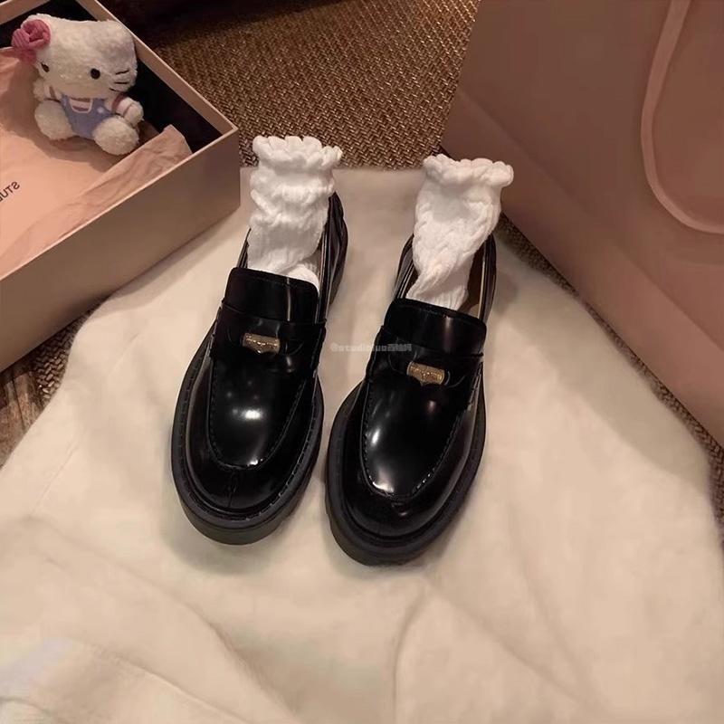 香港真皮厚底增高乐福鞋女2025春秋新款圆头一脚蹬英伦小皮鞋单鞋|undefined