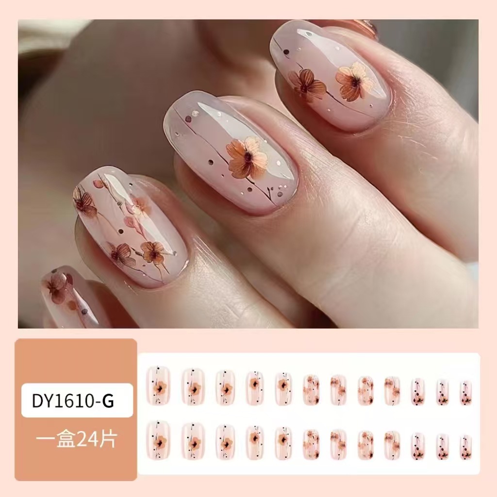 Ventas transfronterizas calientes de temperamento suave manicure polvo elegante parche de uñas de flores estilo de arte para usar parche de uñas image 3