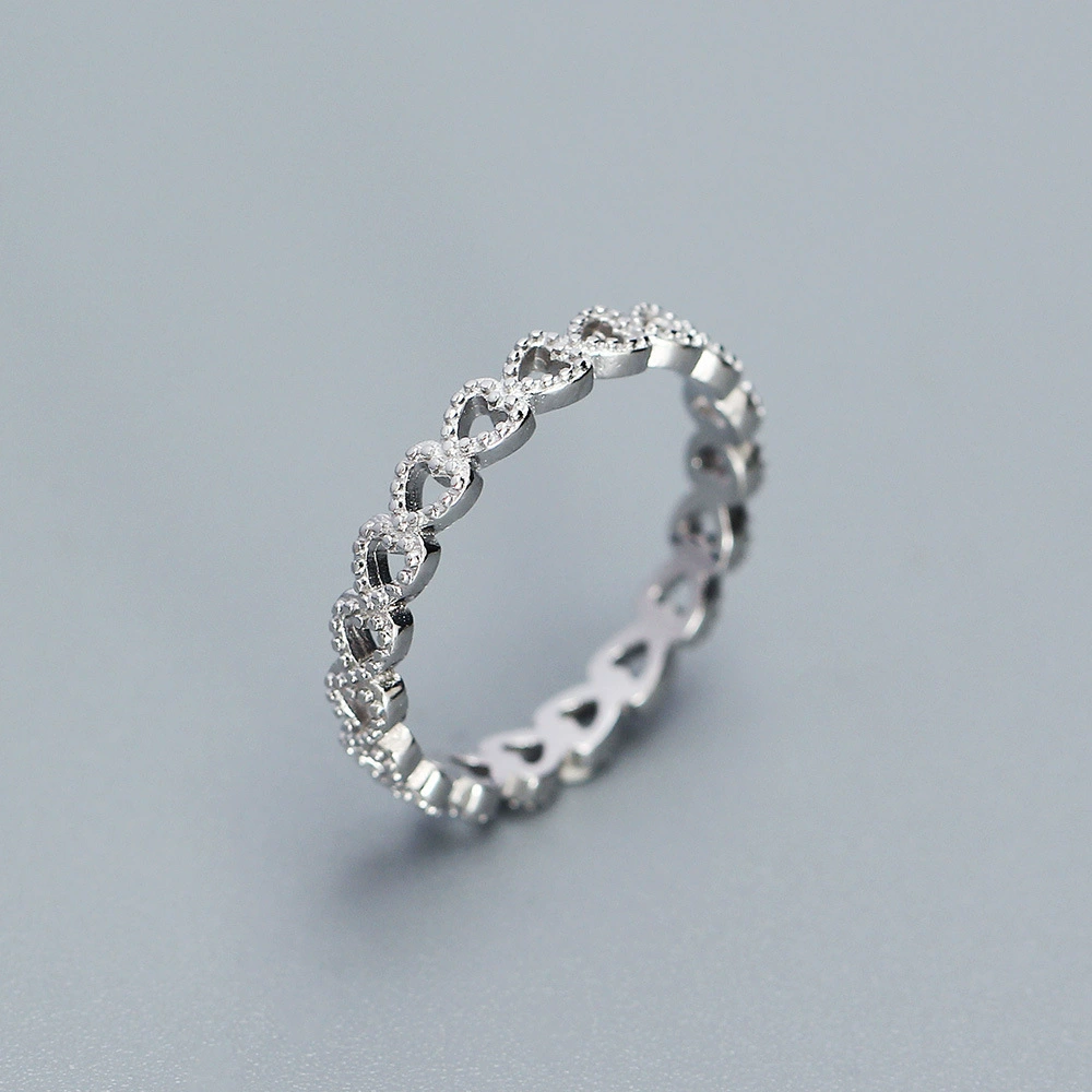Design ring heart-shaped heart shaped, silver 925 sample
