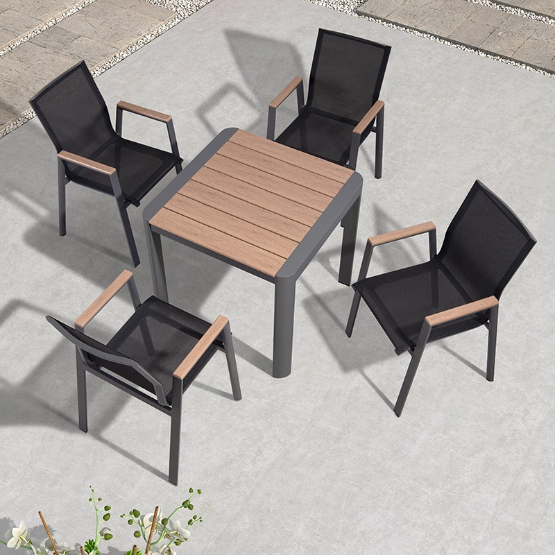 Mesa y silla al aire libre de ocio terraza al aire libre de tres piezas sillas combinadas patio terraza jardín patio telescópico