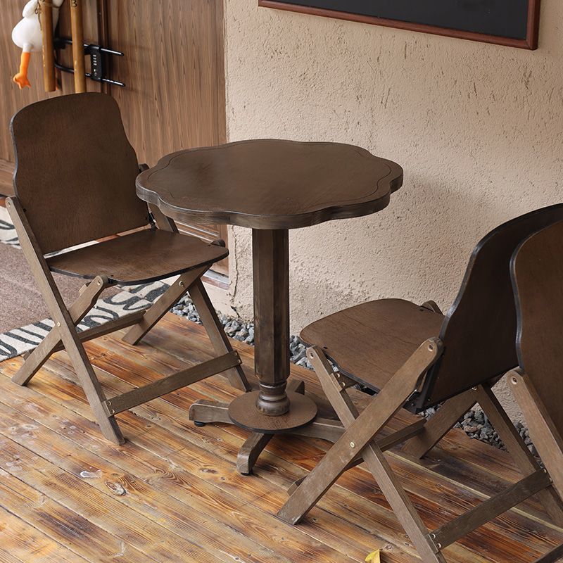 Casual Old Bar Tables and Chairs American Retro Solid Wood Foldable Simple Coffee Table B&B Dining Table and Chairs Milk Tea Shop