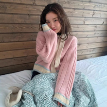 现货韩国小众the barn*et撞色粉色雪花毛衣八奶新款针织女24秋冬