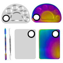 不鏽鋼美甲繪畫調色板帶棒粉底調色盤彩妝調色板套裝美妝調色