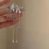 Silver needle, long trend brand metal earrings