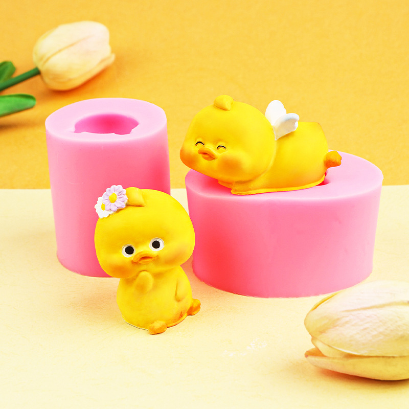 3D tridimensional pinch le pequeño pato amarillo molde de silicona pato chocolate pudding cubo de hielo cubo fondant pastel molde