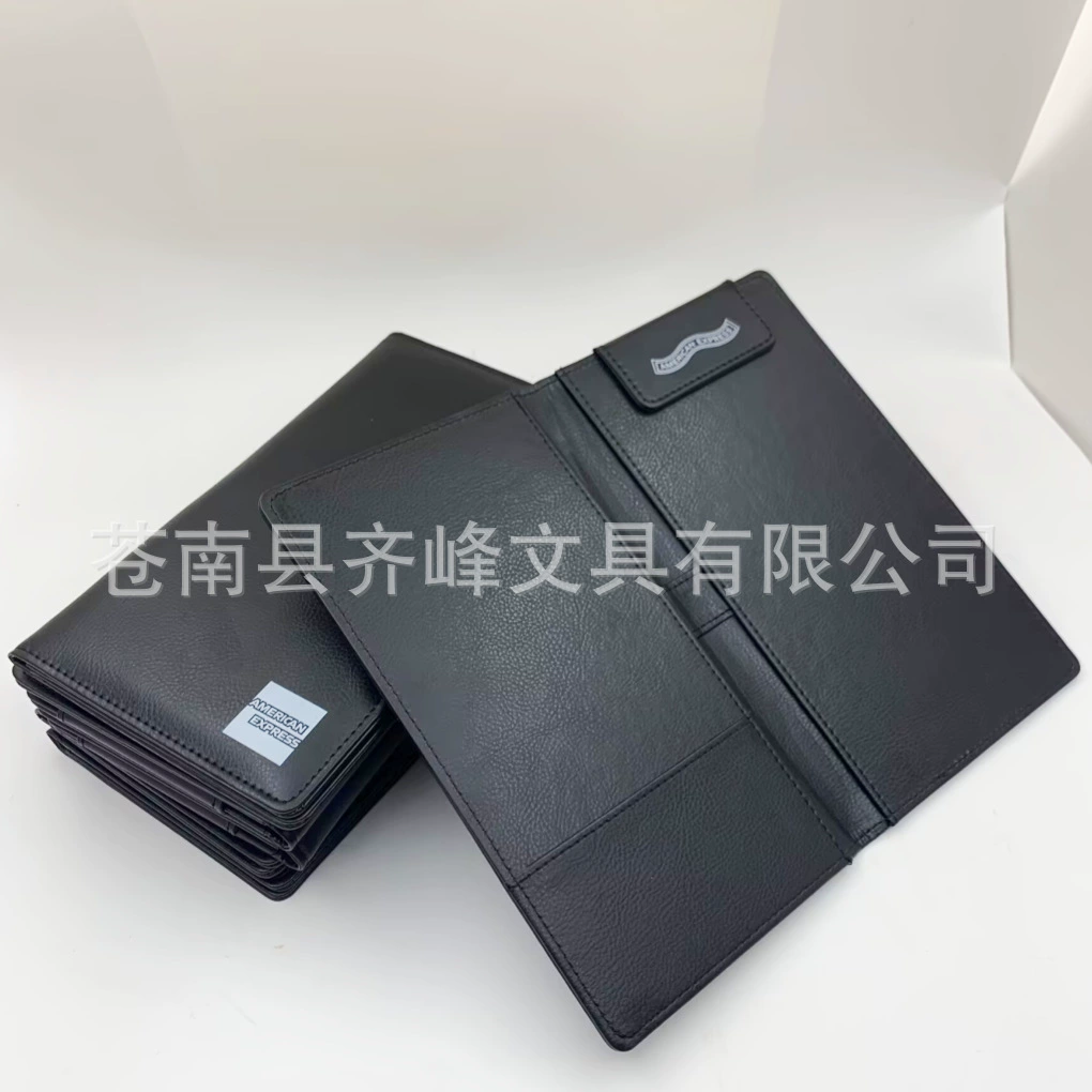 Держатель для купюр из черной фактурной кожи PU с белым логотипом, выполненным методом шелкографии на заказ