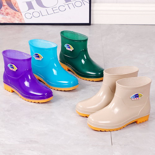 Women's Waterproof Waterproof Rain Boots with Fleece and Thick Waterproof Non-Slip Rain Boots for Women Short Waterproof Fashion Trendy Work Shoes