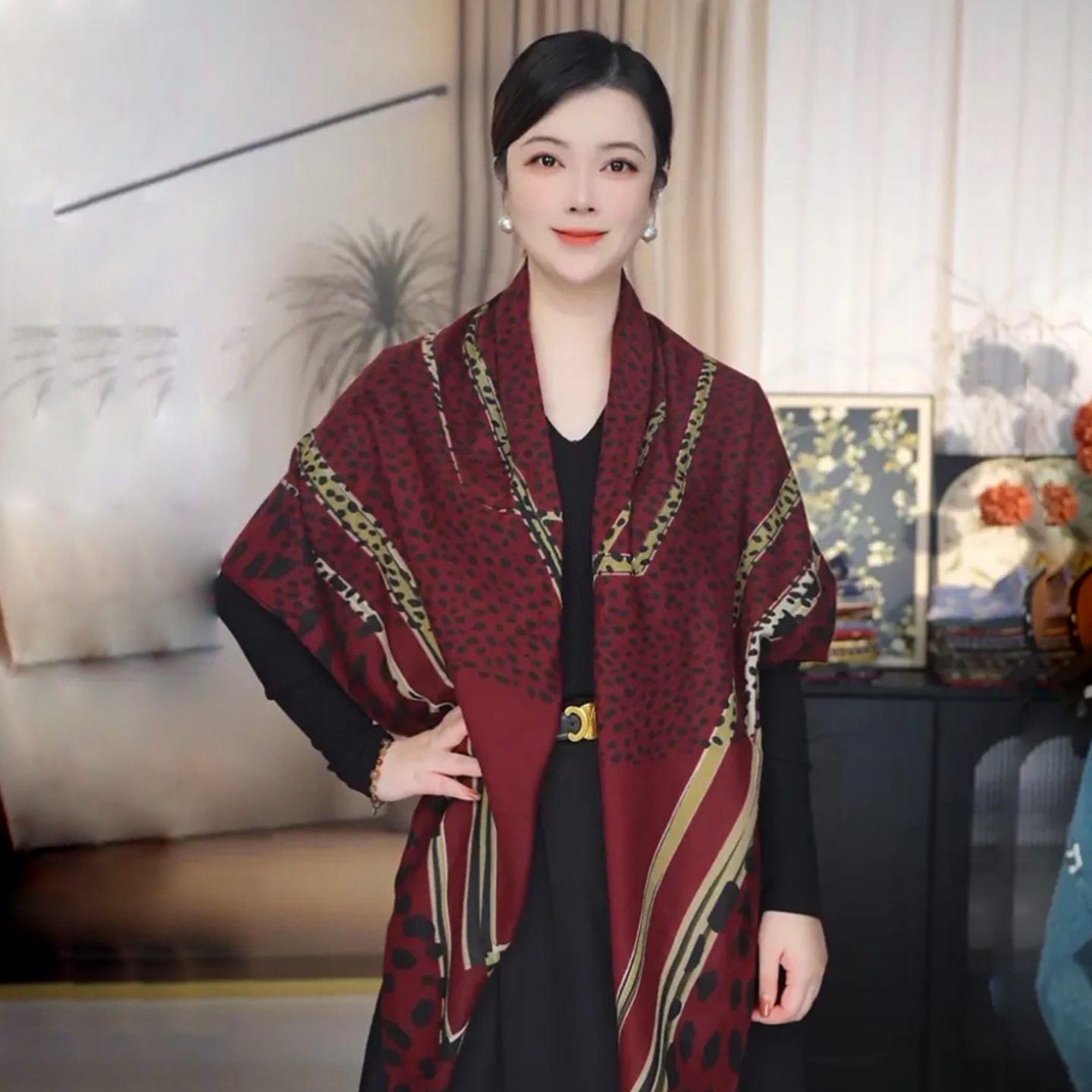 와인색 공작 깃털 - 38#