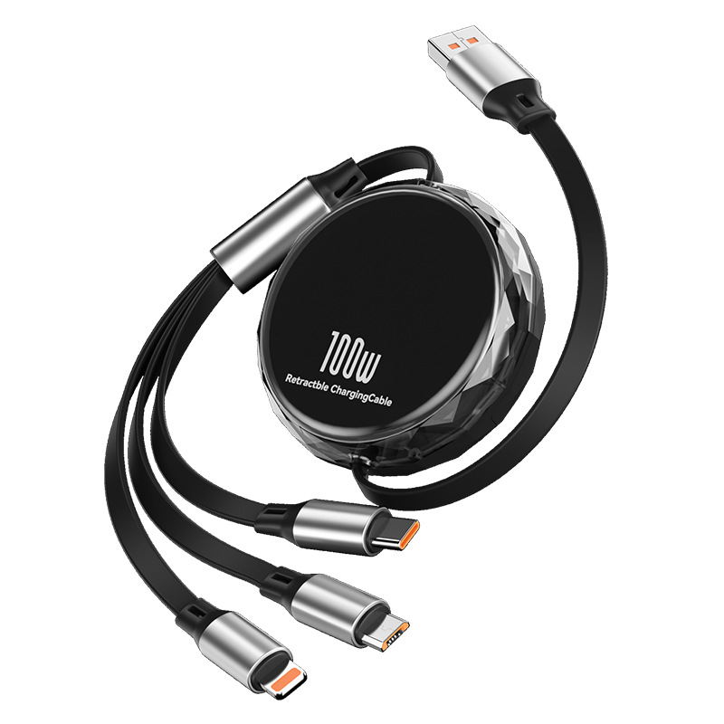 흥성하다 100W 3in1 신축 충전 케이블 USB C타입 라이트닝 마이크로 1.2m