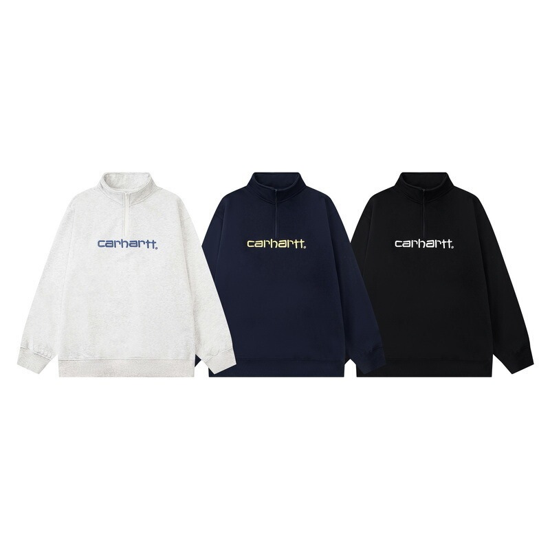 In-stock cross-border Carhartt classic small logo embroidered half-zip unisex casual stand-up collar pullover sweatshirt In-stock cross-border Carhartt classic small logo embroidered half-zip unisex casual stand-up collar pullover sweatshirt