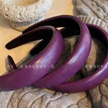 贵气迷人绛紫色压发箍优雅精致加厚漆皮纹亮面茄色发卡发饰头箍