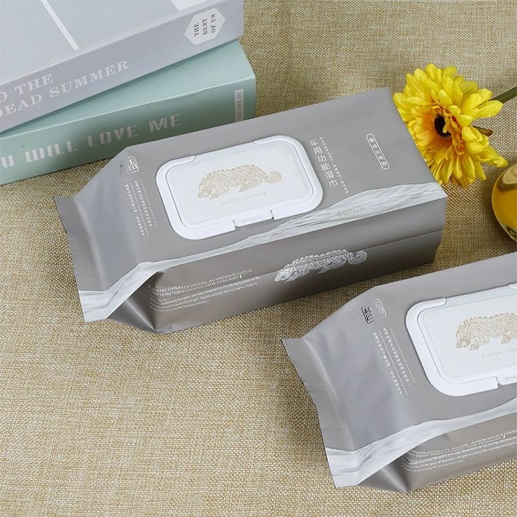 Композитный пластиковый пакет-аккордеон для салфеток для очищения лица, мягкий хлопковый пакет для салфеток, выдвижной пакет для влажных салфеток с печатью логотипа и вторичной упаковкой.