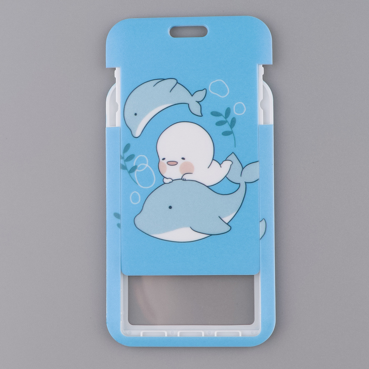 Tiburón ballena delfín teléfono móvil cordón titular de la tarjeta de doble cara tarjeta de autobús tarjeta de estudiante Certificado de exposición anti-perdido titular de la tarjeta de estuche rígido