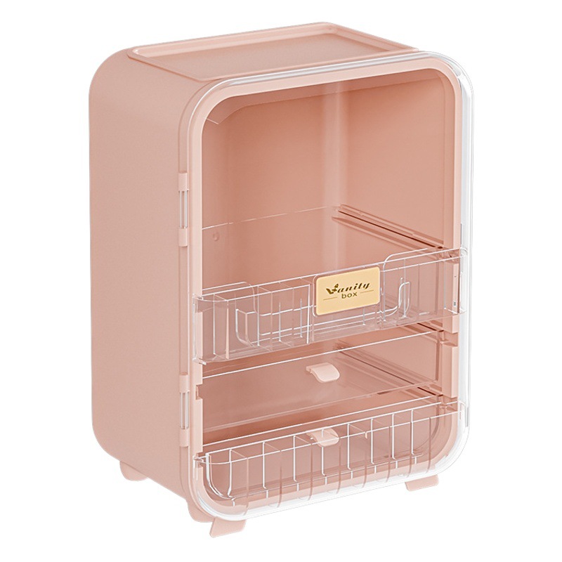 Caja de almacenamiento de cosméticos de gran capacidad de almacenamiento de maquillaje espejo de luz LED de almacenamiento de escritorio lápiz labial productos de cuidado de la piel gabinete de almacenamiento