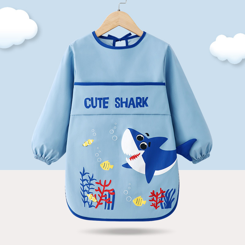 Pintura infantil mono bebé comiendo babero sin mangas impermeable reverso vestir pintura arte kindergarten manga larga babero